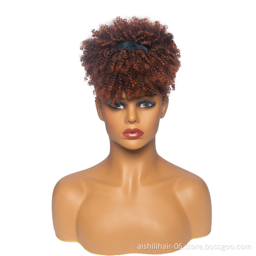 Stort afro kinky curly headband wigs wholesale ombre brown heat resistant fibre synthetic hair headband wigs for black women